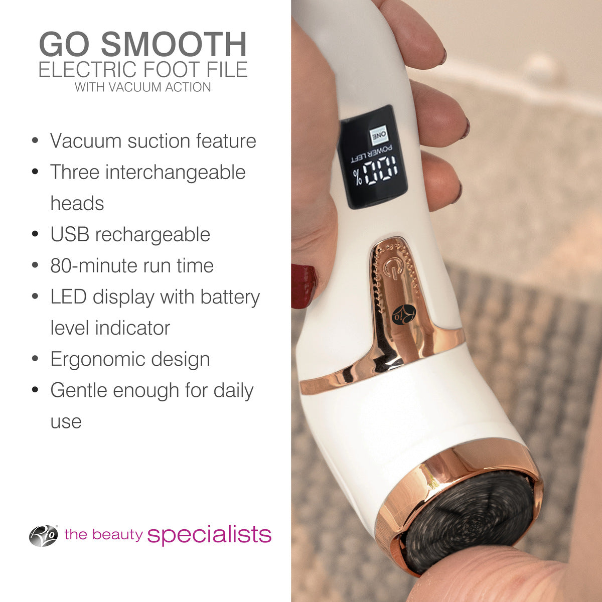 Go Smooth Electric Foot File Hard Skin Remover with Vacuum Action