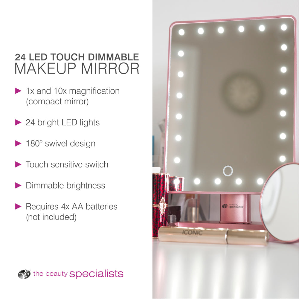 Specchio per il trucco dimmerabile con 24 LED Touch - Rio the Beauty  Specialists