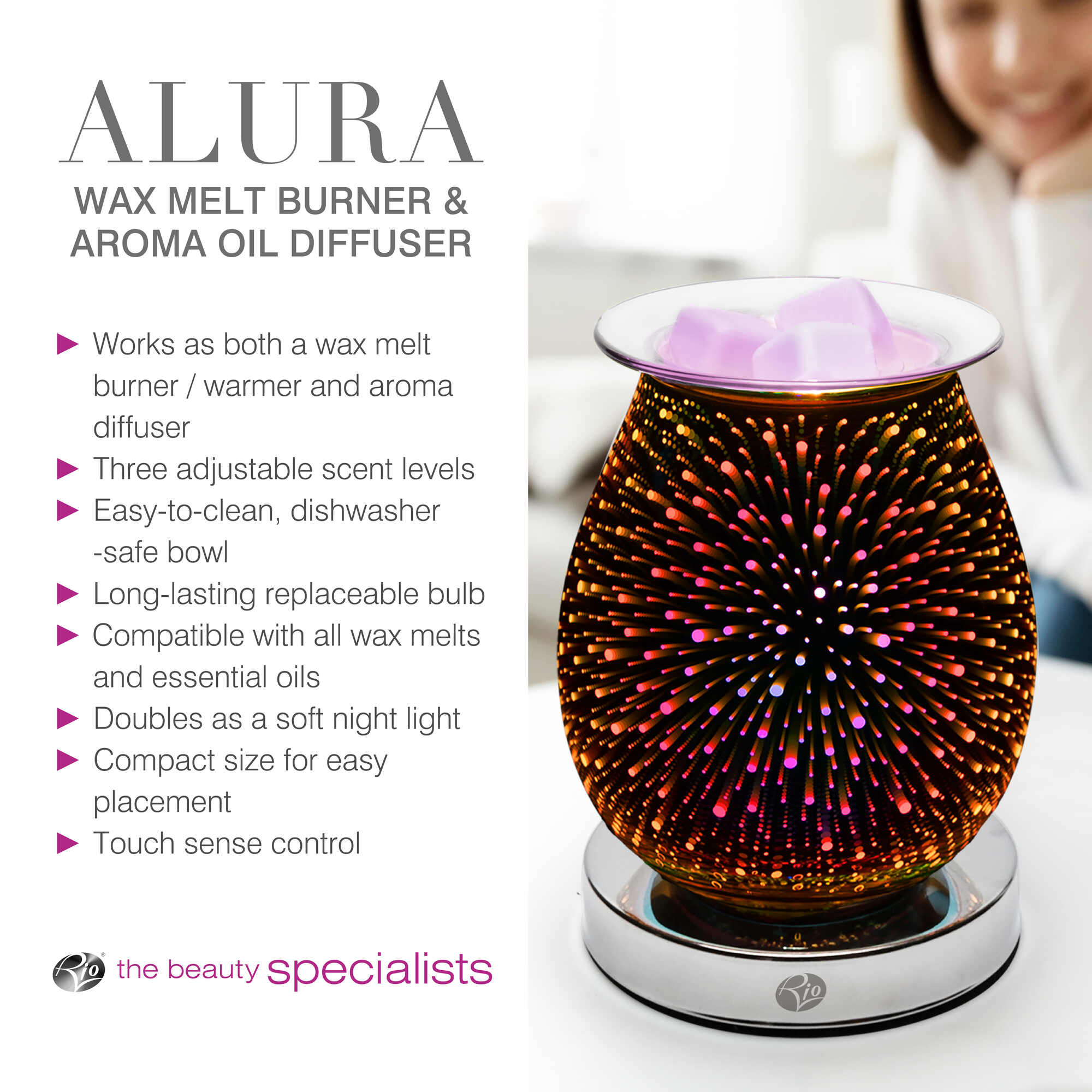 Alura Wax Melt Burner & Aroma Diffuser Lamp - Rio the Beauty Specialists