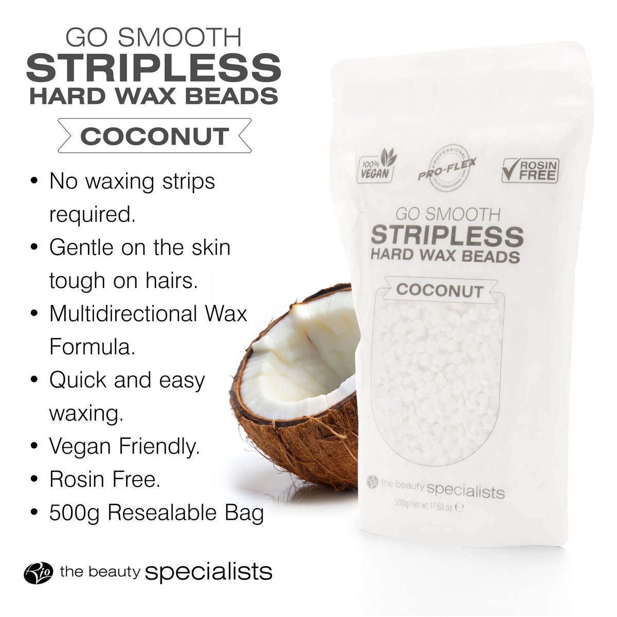 Coconut Go Smooth Stripless Hard Wax Beads  (500g)