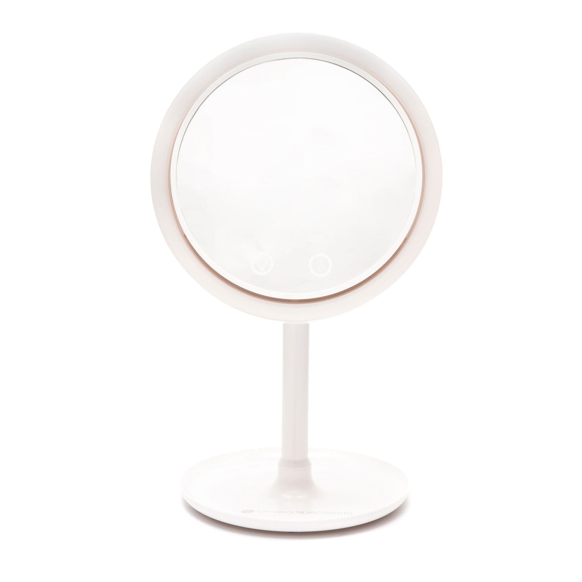 Keep cool mirror with fan and LED light ring