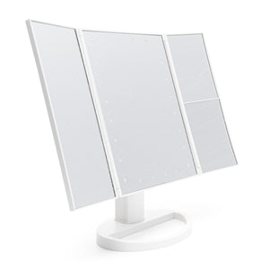 side view of 24 LED touch dimmable make up mirror with 2x 3x magnification in white 