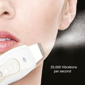 rio ultrasonic facial in use on ladies face captioned 25,000 vibrations per second