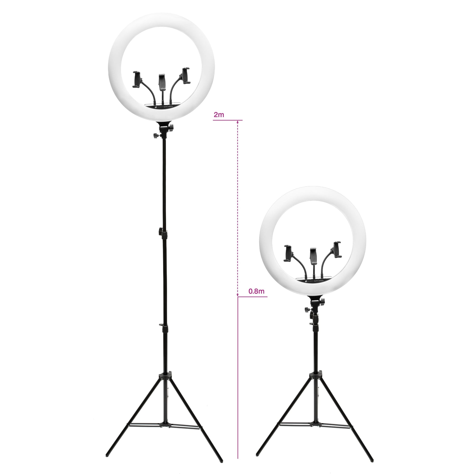 Trucco professionale e vlogging Anello luminoso a LED dimmerabile da 18 pollici (45 cm).