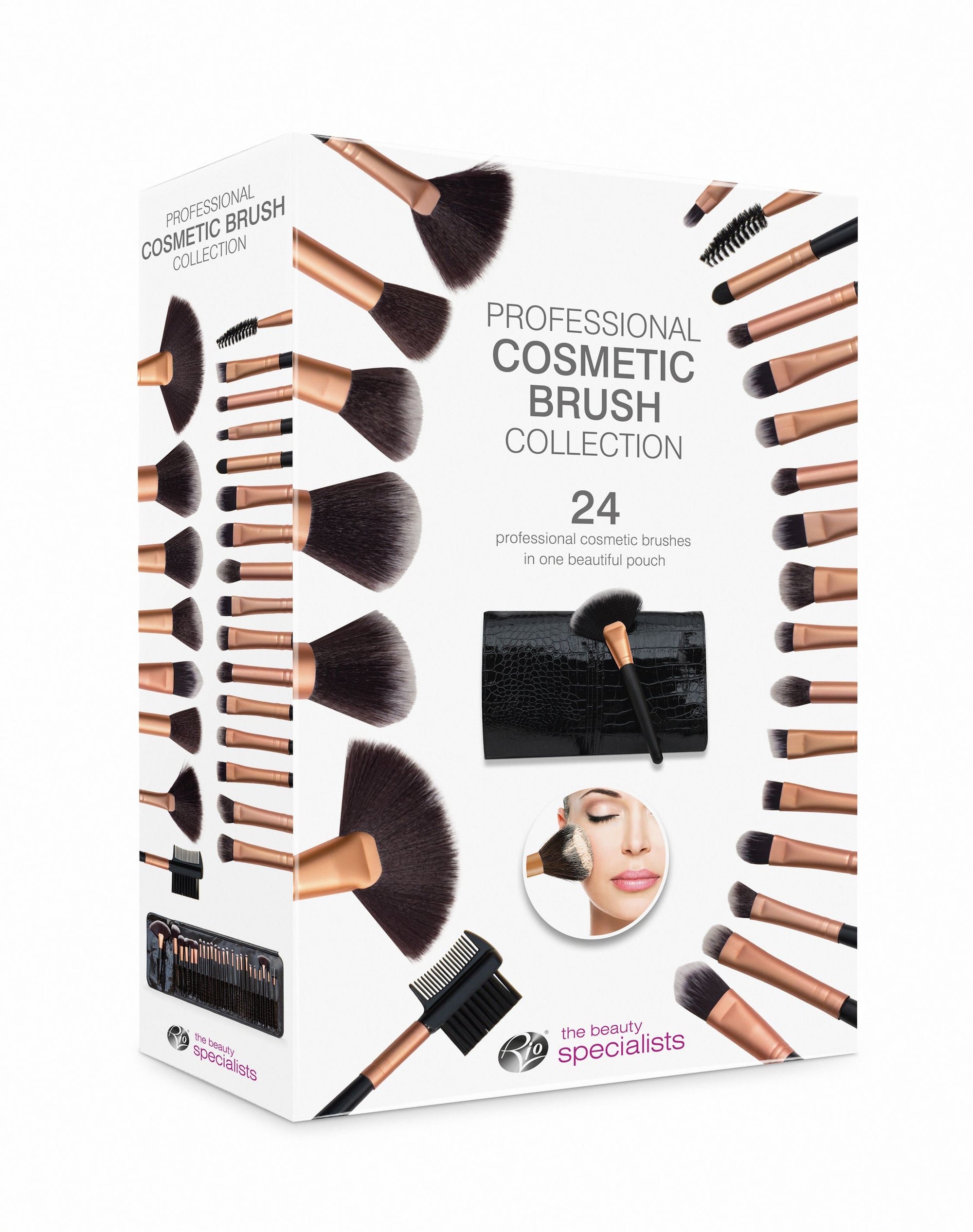product packaging for 24 piece professional cosmetic make up brush set