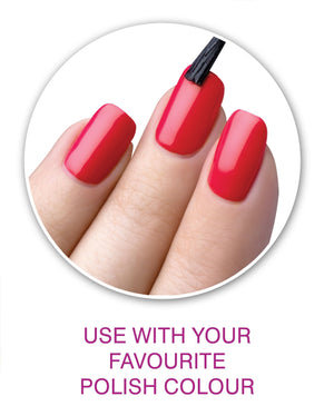 red gel nail manicured hands captioned use with your favourite polish colour