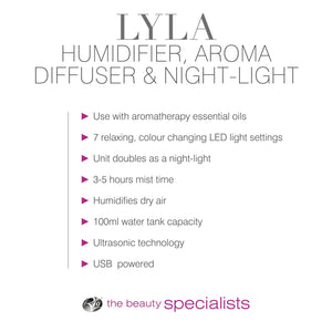 Diffusore di aromi, umidificatore e luce notturna LYLA