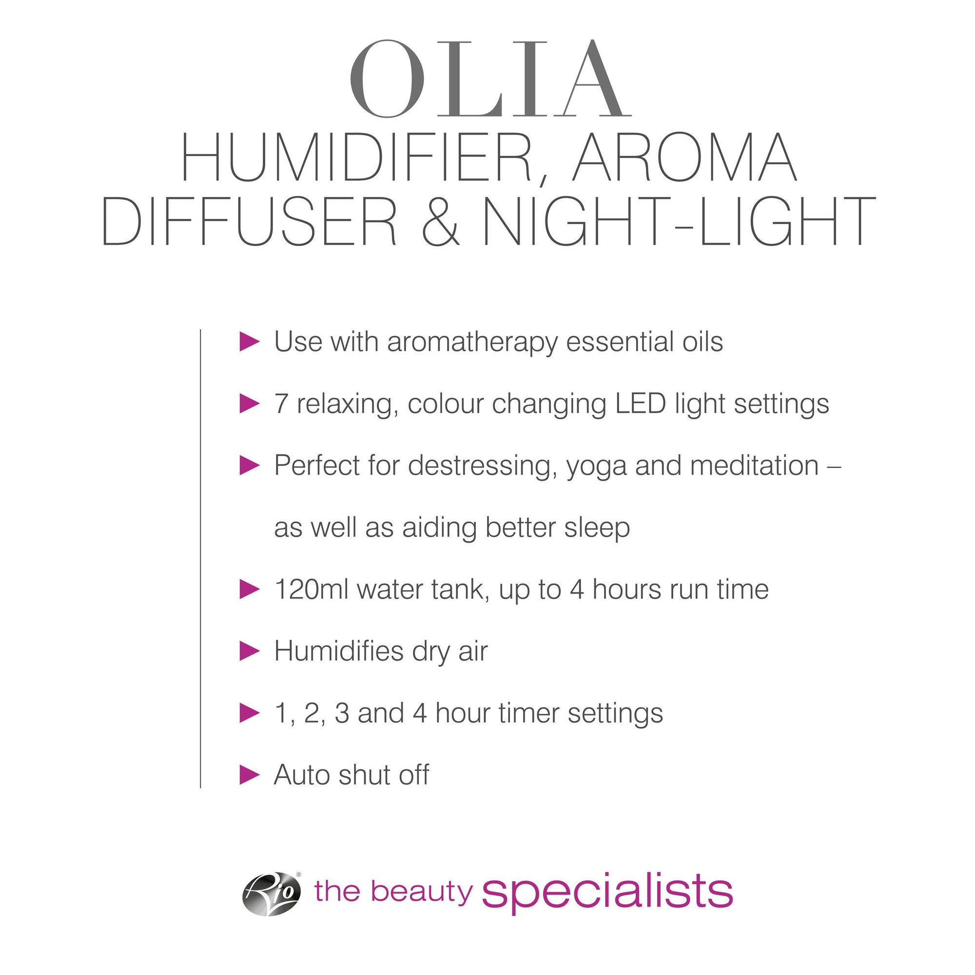 OLIA Aroma Diffuser, Humidifier & Night Light