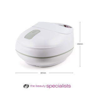 deluxe steam foot spa with arrows labelling height 243mm and width 291mm