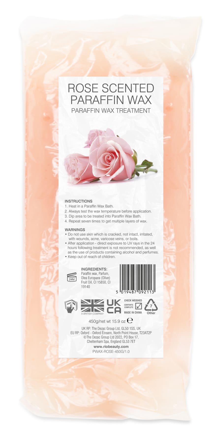 Rose Fragrance Paraffin Wax Block 450g