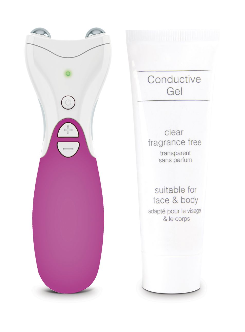 Rio 60 second neck toner and 85ml tube of clear fragrance free conductive gel suitable for face and body