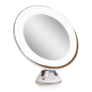 Multi use LED illuminated make up mirror with suction cup base