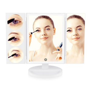 Full size LED make up mirror 1x 3x 5x 10x magnification reflecting ladies face applying mascara 