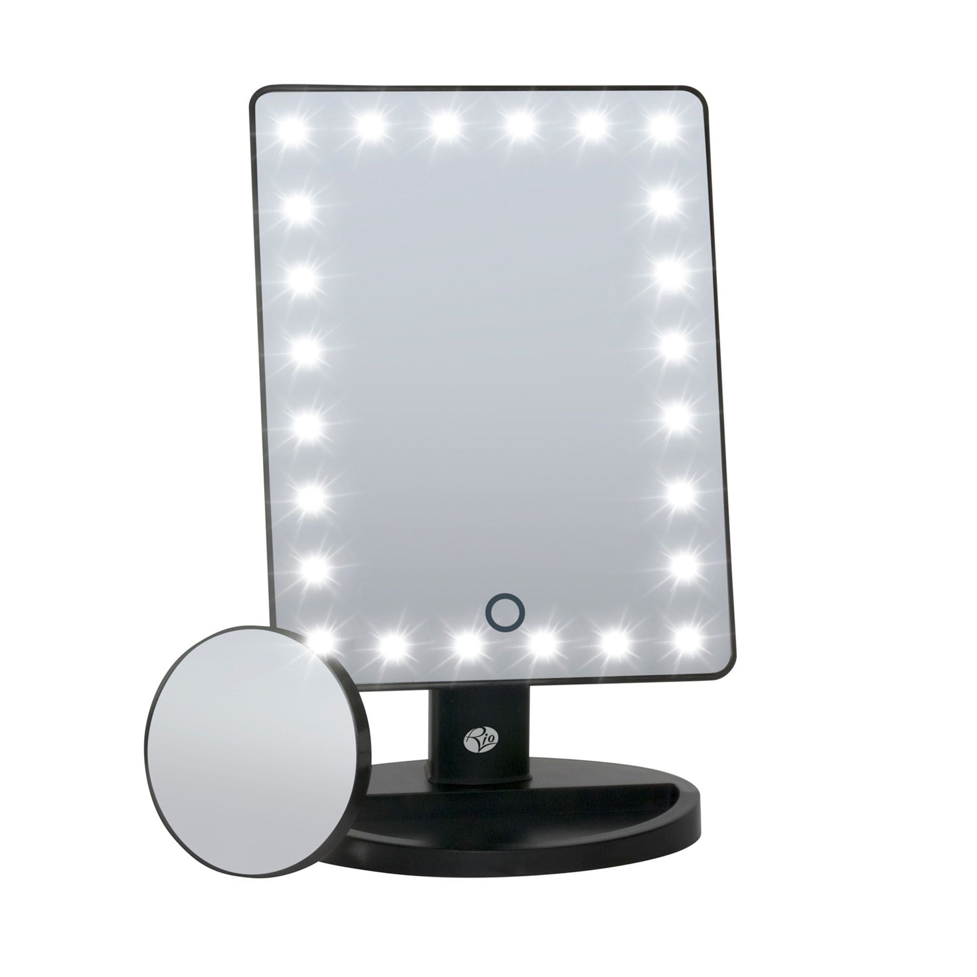 24 LED touch dimmable make up mirror with compact magnification mirror