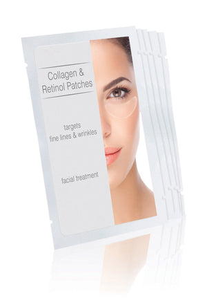 individual sachets of collagen and retinol patches for targeting fine lines and wrinkles 