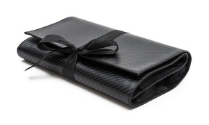 classy protective travel case with tie ribbons tied in a bow